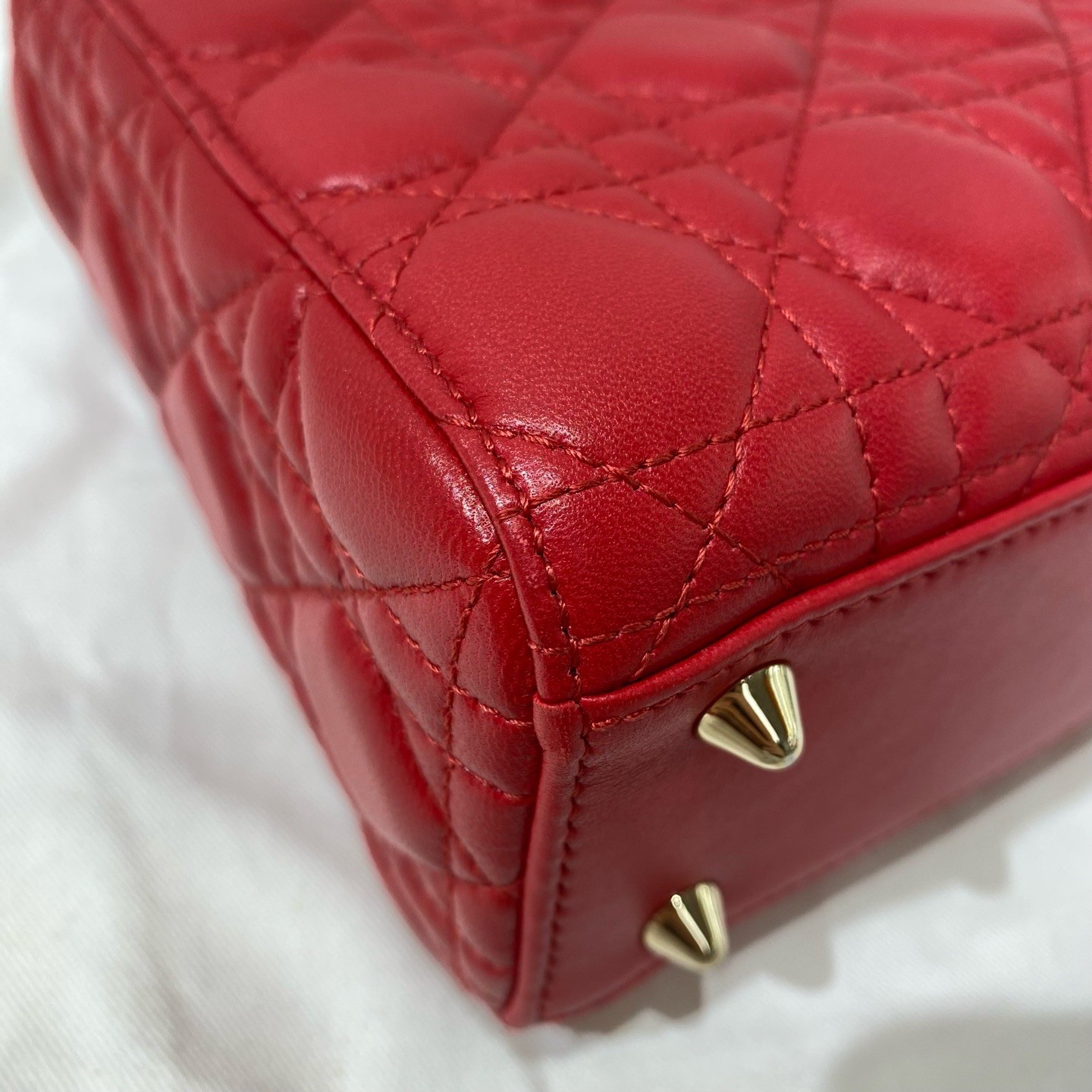 Christian Dior Lady Dior Lambskin Red Cannage Handbag Crossbody Shoulder Bag GHW — image 6