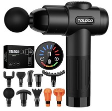 TOLOCO EM26 Percussion Massage Gun 10 Heads Touch Screen Quiet Black