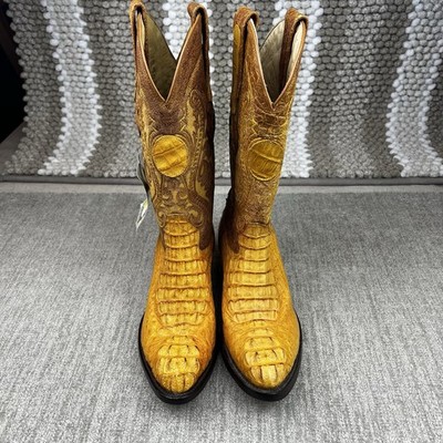 Western Horn Back Crocodile boots (Honey Wheat 6 Men's 7.5 Women