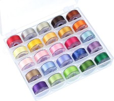 25 Color Prewound Bobbins Set - Size A Class 15 Bobbins - 75D/2 60WT Polyes...
