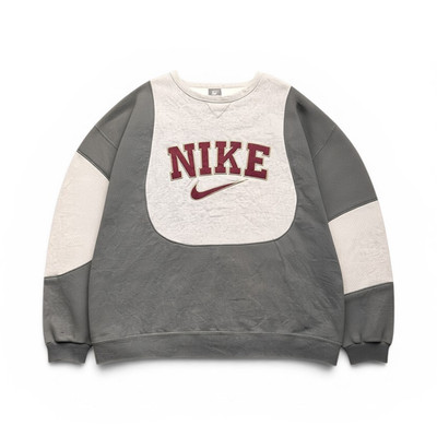 Nike Herren Sweatshirt XL Grau Colorblock Fleece Rundhals Logo Langarm
