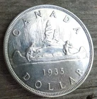 1935 $1 Canada Silver Dollar AU / UNC Original Luster  KM30 NICE COIN!