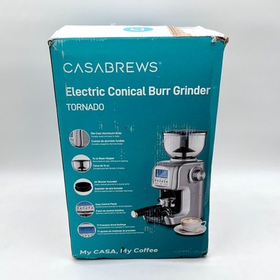 Casabrews Tornado Electric Conical Burr Grinder With LCD Display - Silver 