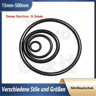 Schwarz Nitrile Gummi 5.3mm Querschnitt O-Ringe Dichtring Dichtung Öl Resistent