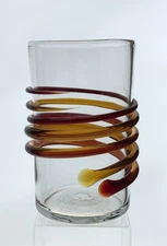 Blenko Handmade Glass 6710A Coil Vase in Tangerine/Honey Joel Myers MCM Design