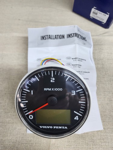 VOLVO PENTA EVC TACHOMETER KIT 4000 RPM BLACK 21511178 110MM - Foto 1 di 3