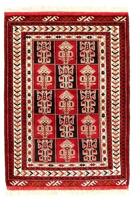 Traditional Red Hand-knotted Area Rug 3'4'' x 4'7'' Oriental Wool Carpet