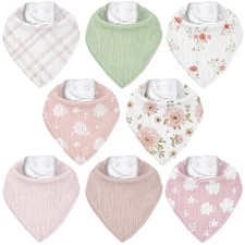 CIVARUA KIDS Muslin Baby Bibs 8 Pack, Baby Bandana Drool Bib for Drooling and
