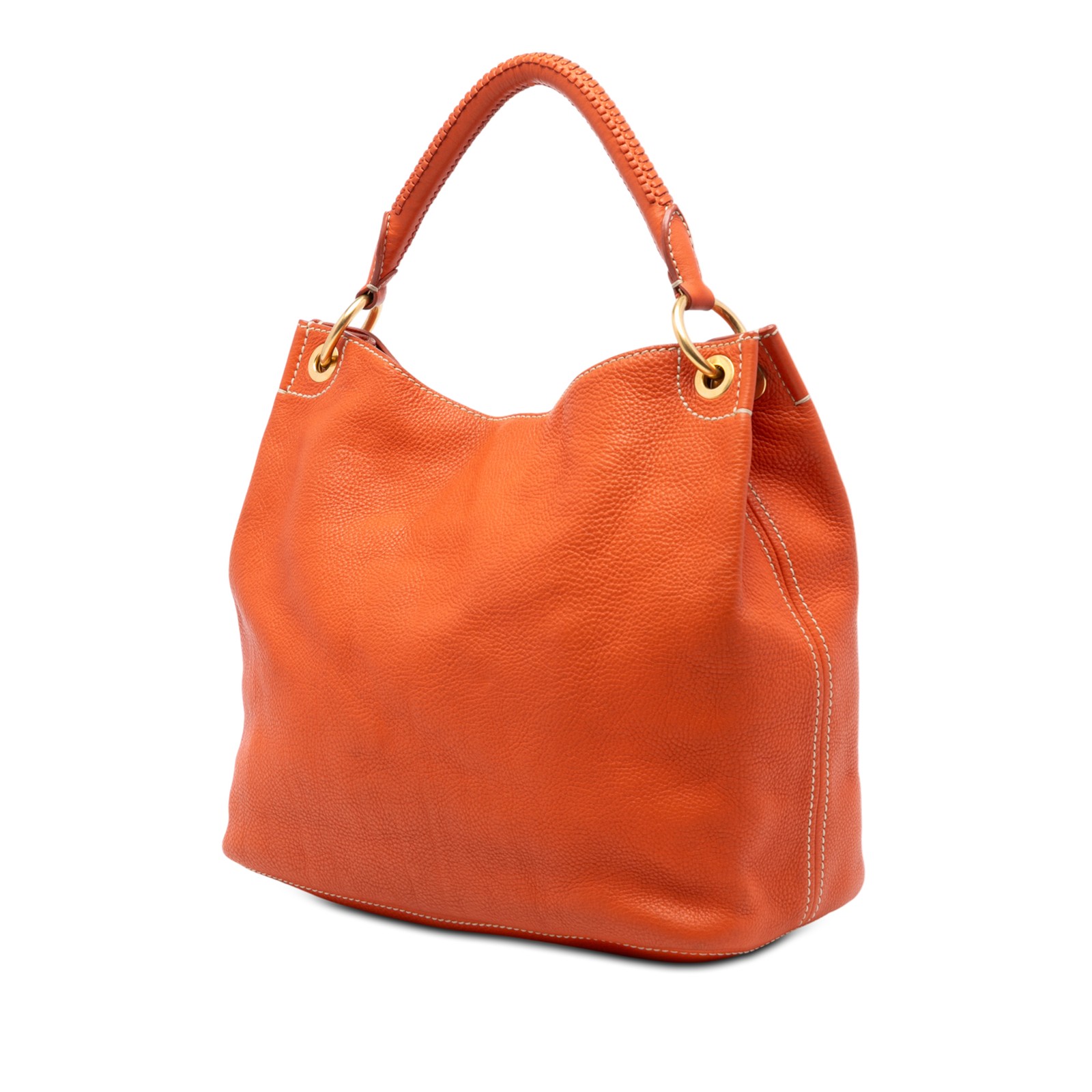 Authenticated Prada Vitello Daino Hobo Orange Calf Leather thumbnail 2