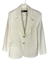 ZARA Jacket Size Small Ivory Gold Buttons Womens Career Office Business Classy