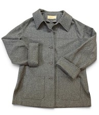 Vintage 70s 80s Pendleton Gray Wool Shirt Jacket Shacket Made in USA Size 16