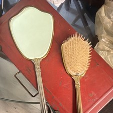 Vintage Vanity Hand Mirror & Hairbrush Set - ...