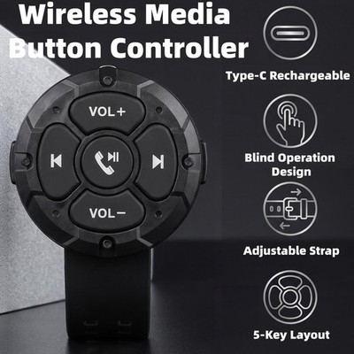 Wireless Bluetooth Media Button Controller for Car Motorcycle Bike Rechargeable