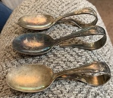 VTG Silver Plate Baby Spoons Curved Handle.3 Spoons Oneida,Community,Wm.A Rogers