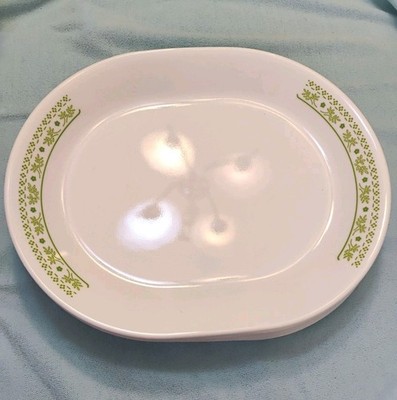 Vintage  Corelle Summer Impressions Honeydew Green Oval Serving Platter 12  