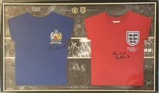 Sir Bobby Charlton signed Manchester United & England shirt display