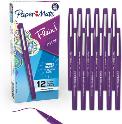 Medium Point Felt Tip Pens 0 7mm Vivid Purple 12 Count for Classroom Use