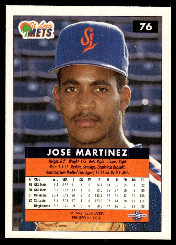1992-93 Fleer Excel #76 Jose Martinez - Image 2 of 2