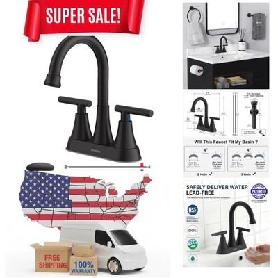 High Arc Gooseneck Bathroom Faucet in Matte Black with Efficient Water Savings