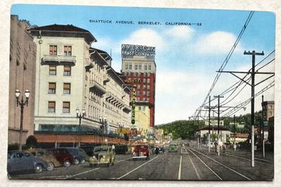 F2147 Postcard California CA Berkeley Shattuck Avenue Street Scene View