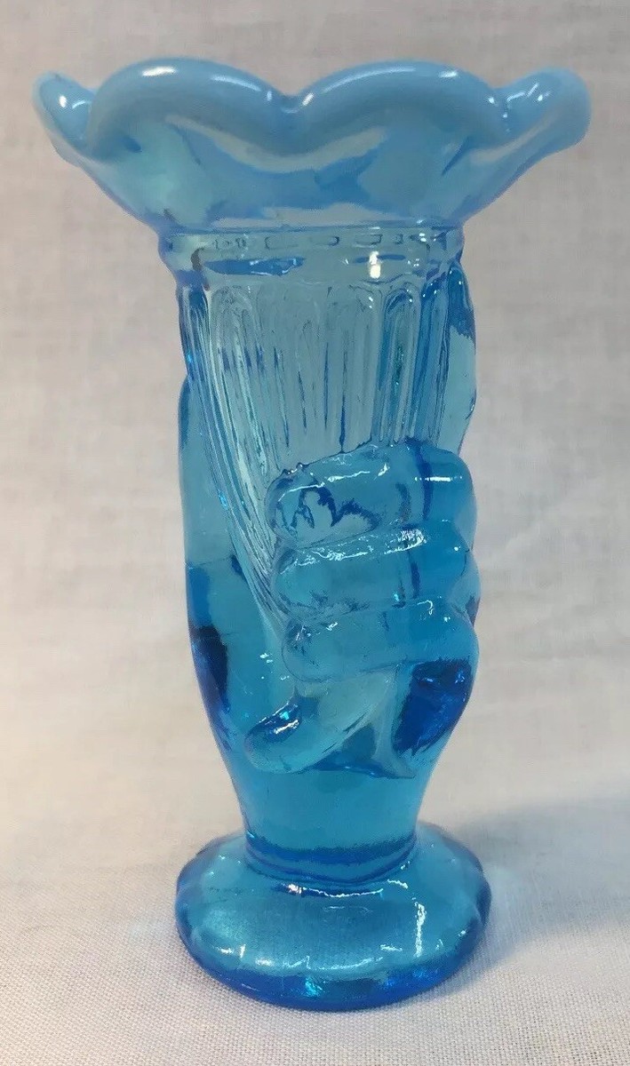 Fenton Art Glass ? Blue Opalescent Mini Hand Vase | eBay