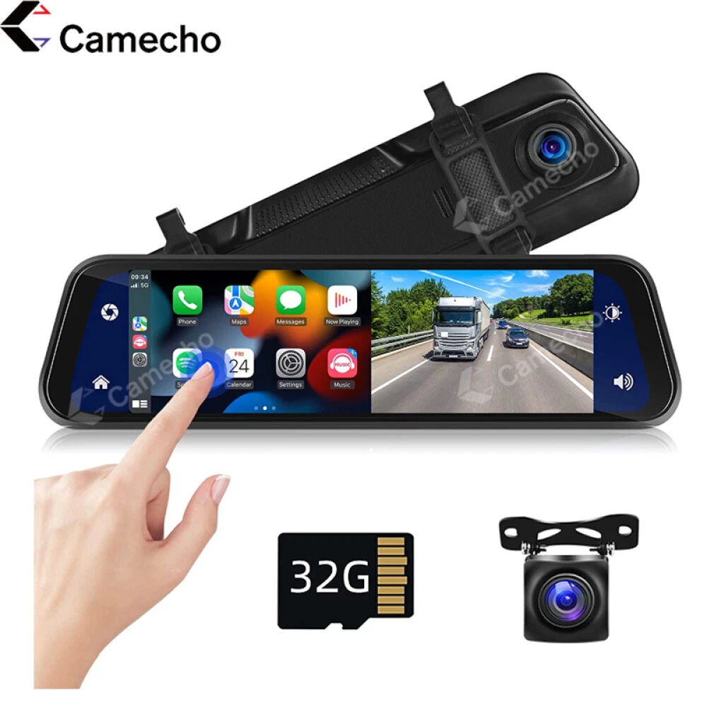 9.66 Dash Cam Mirror Wireless Apple CarPlay Android Auto Front