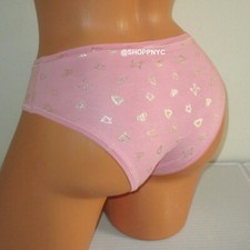 PINK Victoria Secret Cotton Cheeky Panty S M L XL Peach Pink Gold Hearts Logo