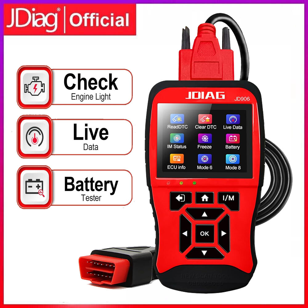 JDiag JD906 OBD2 Scanner with Live Data Engine Code Reader & Voltage Test-image