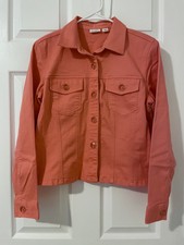 Cato Women’s S Jean Denim Style Jacket Pink Flower Buttons Barbiecore *read*