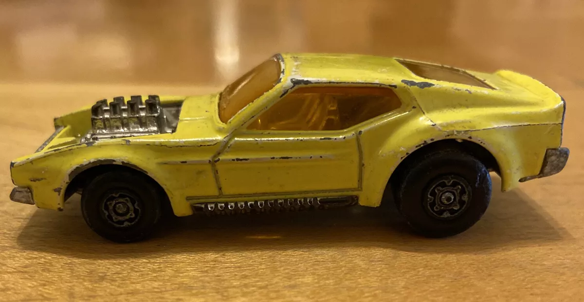 Vintage 1972 Boss Mustang Matchbox SuperFast No 44 England Lesney Yellow Rare