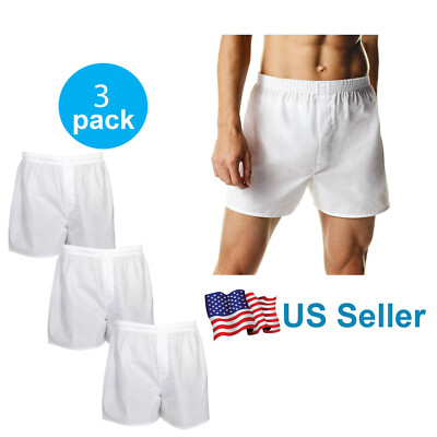 4-12 PACK Men's White Boxer Shorts W/ Comfortable Flex Waistband Cotton Blend