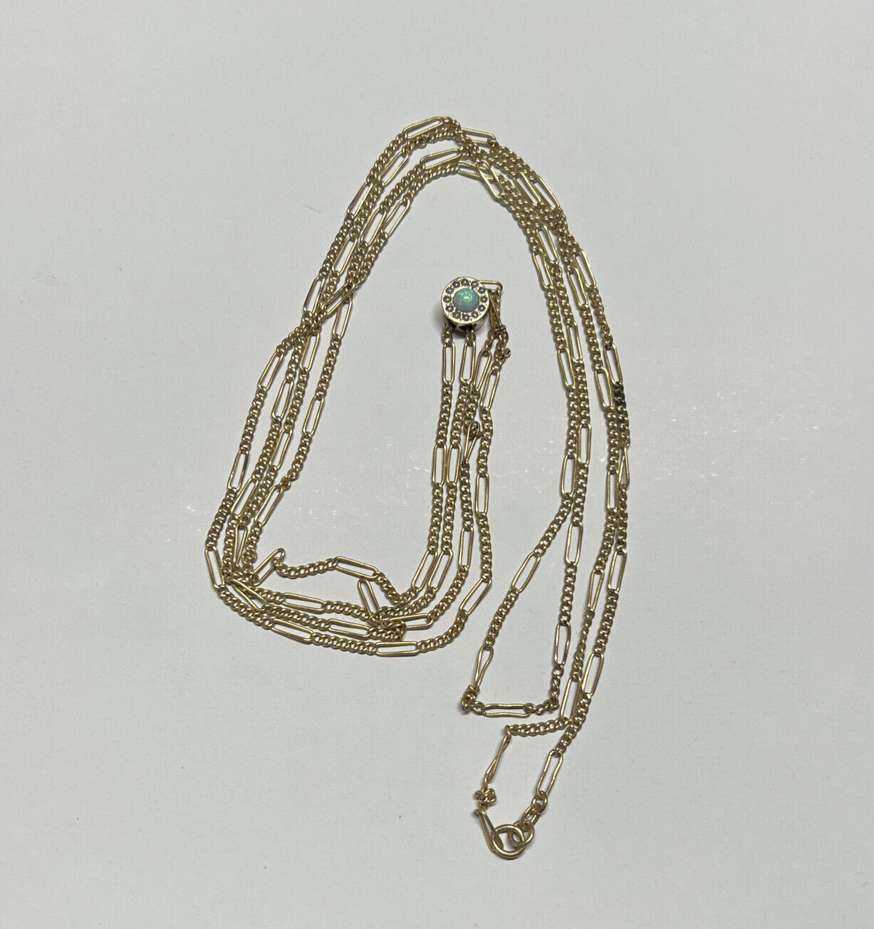 Vintage Kollmar Opal Seed Pearl Gold Filled Watch Chain