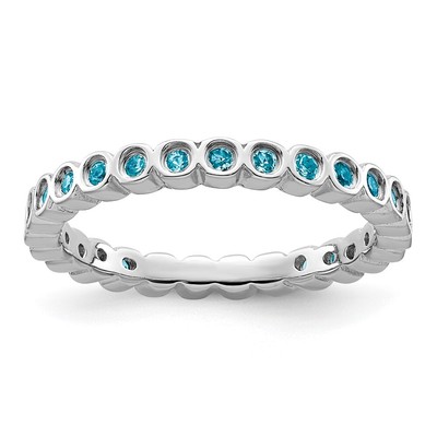 Sterling Silver Stackable Expressions Blue Topaz Ring Size 10