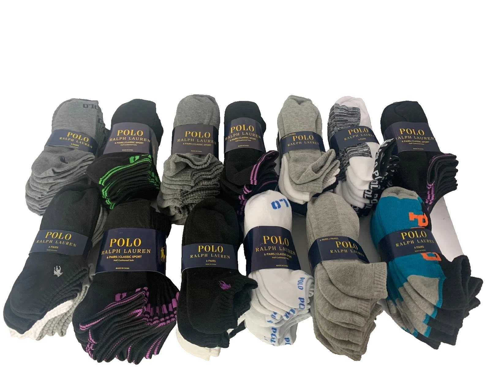 Polo Ralph Lauren 6 Pair Classic Sport Men’s Ankle Socks. Size 6-12.5. NWT