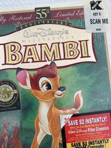 NEU VERSIEGELT VHS WALT DISNEY MEISTERWERK ""BAMBI"" 55. JAHRSTAG #9505 LIMITIERTE AUFGABE. - Bild 1 von 12