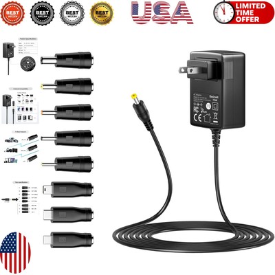 Universal 5V 3A AC/DC Adapter with 9 Connectors for Versatile Device Charging