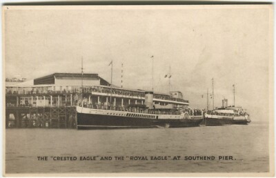 WAPPENADLER & ROYAL EAGLE, SOUTHEND PIER, DAMPFER - Essex Versand Postkarte