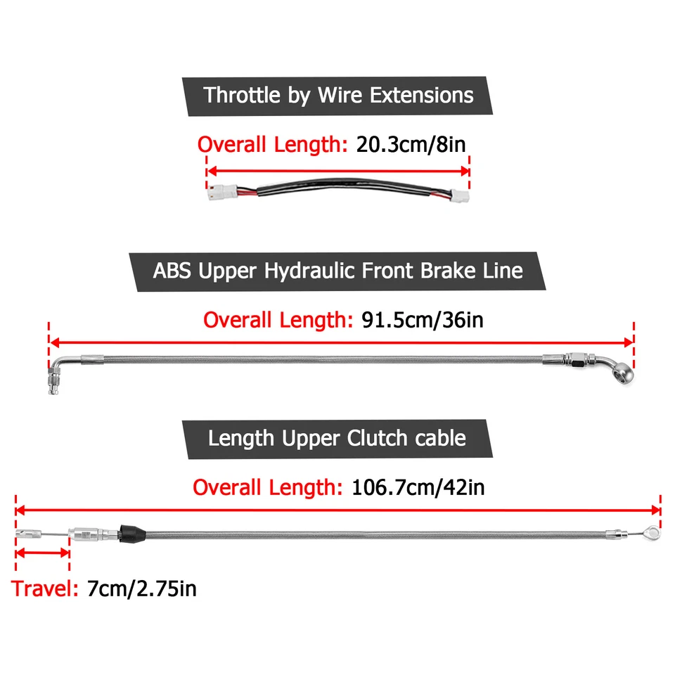Cable embrague freno manillar 12"-14" extensiones TBW para Harley Street Bob ABS Foto 2 de 4