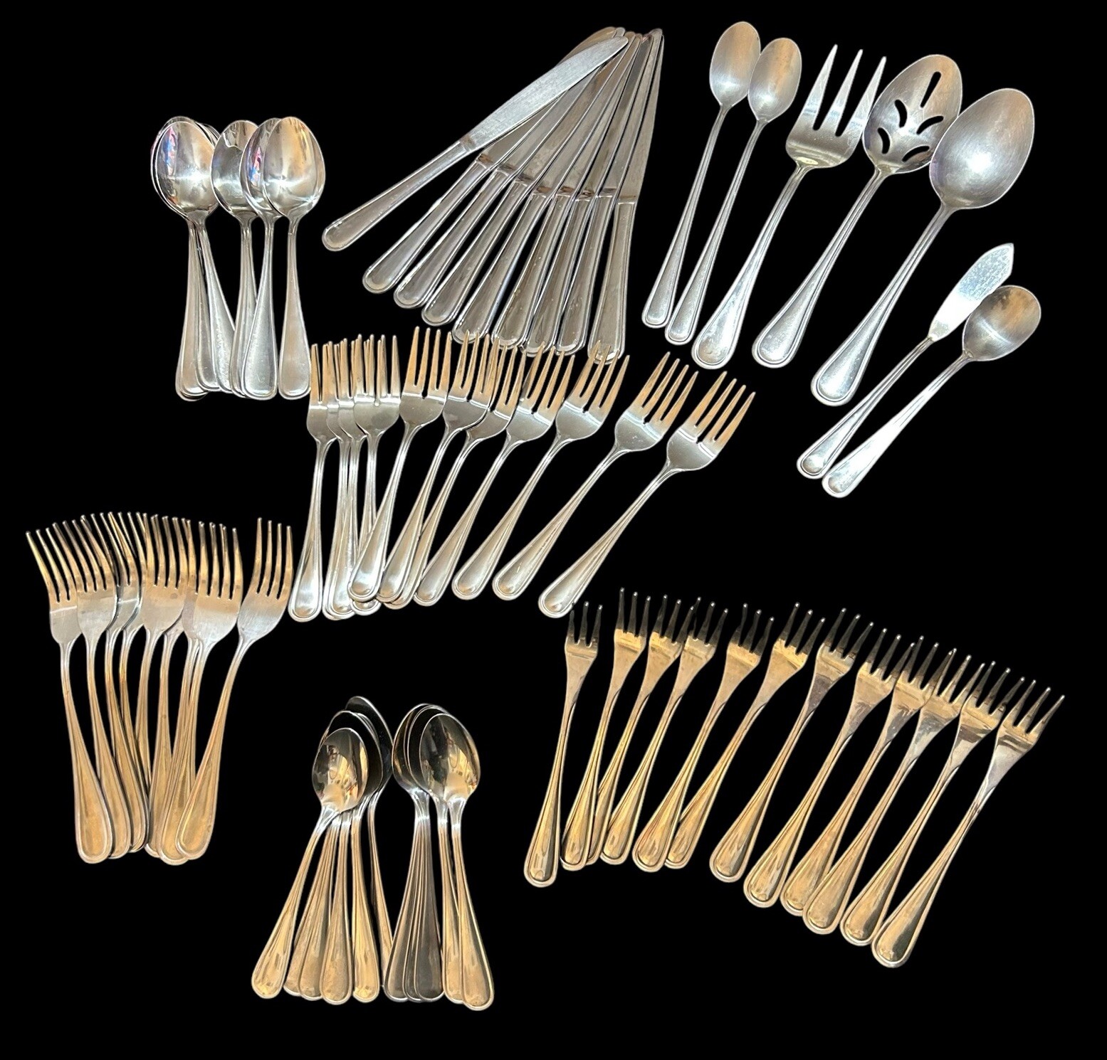 72pc Gibson Stainless Classic Dinner & Serving Hostess Set Forks Knives Spoons