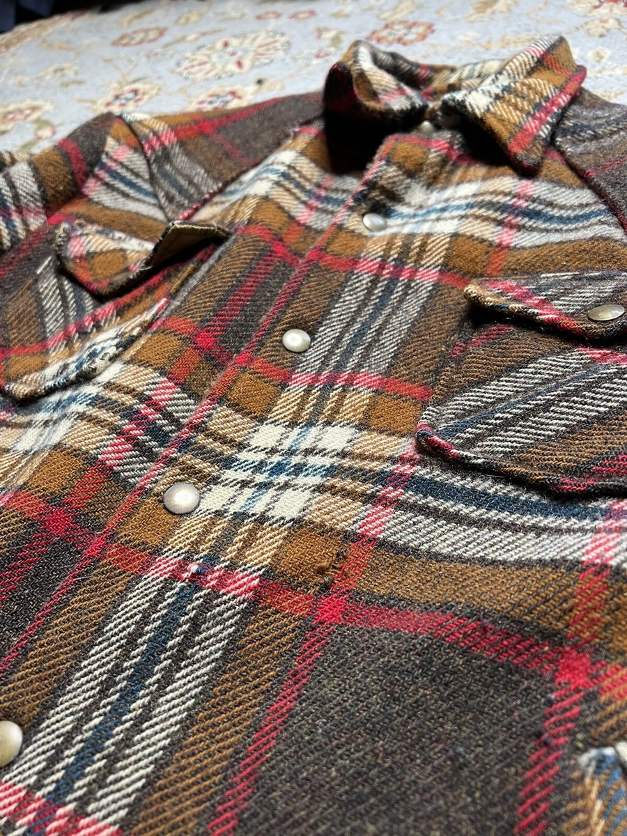 Vintage Woolrich Flannel Jacket 1970s Plaid Men's XL Vtg 70s