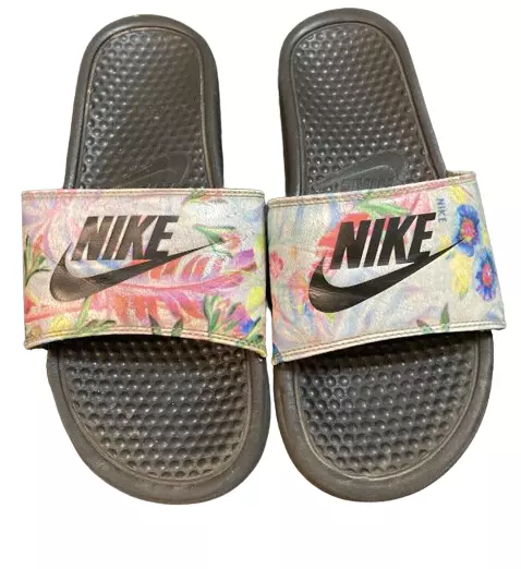 Nike Benassi JDI Print 618919-023 Floral Slip On Slides Shoes
