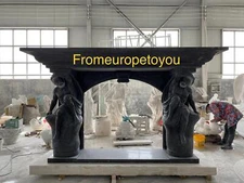 MONUMENTAL GOTHIC MARBLE CARVED FIREPLACE MANTEL - TF589