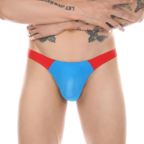 Men Ice Silk Thongs Briefs Sexy T-Back Patchwork Underwear G-String Panties❤ - Picture 13 of 47