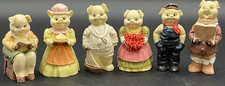 1991 JC Miniature Pig Figurines OUR PIGGY FAMILY Resin Vintage Set Lot of 6