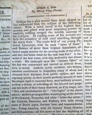Edgar Allan Poe A Rebel Soul by Henry Clay Preuss Postmortem 1853 old Newspaper