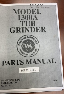 Morbark 1300A Tub Grinder Parts Manual, S/N 571-333, 01/02 | eBay