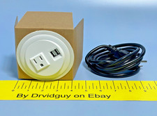 White Power Grommet; 110-220V 10A; 1 Universal AC Plug; 2 USB Charging Ports