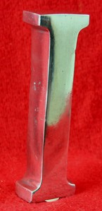 Capital I Solid Aluminum High Polished Paperweight 3-3/4" x 1" x 3/4" LOOK