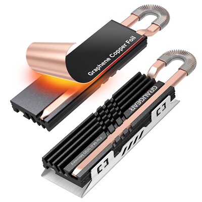 M2 Kühler Heatpipe Kühlkörper für M.2 2280 Höhe 11 mm Graphen-Kupfer Lautlos