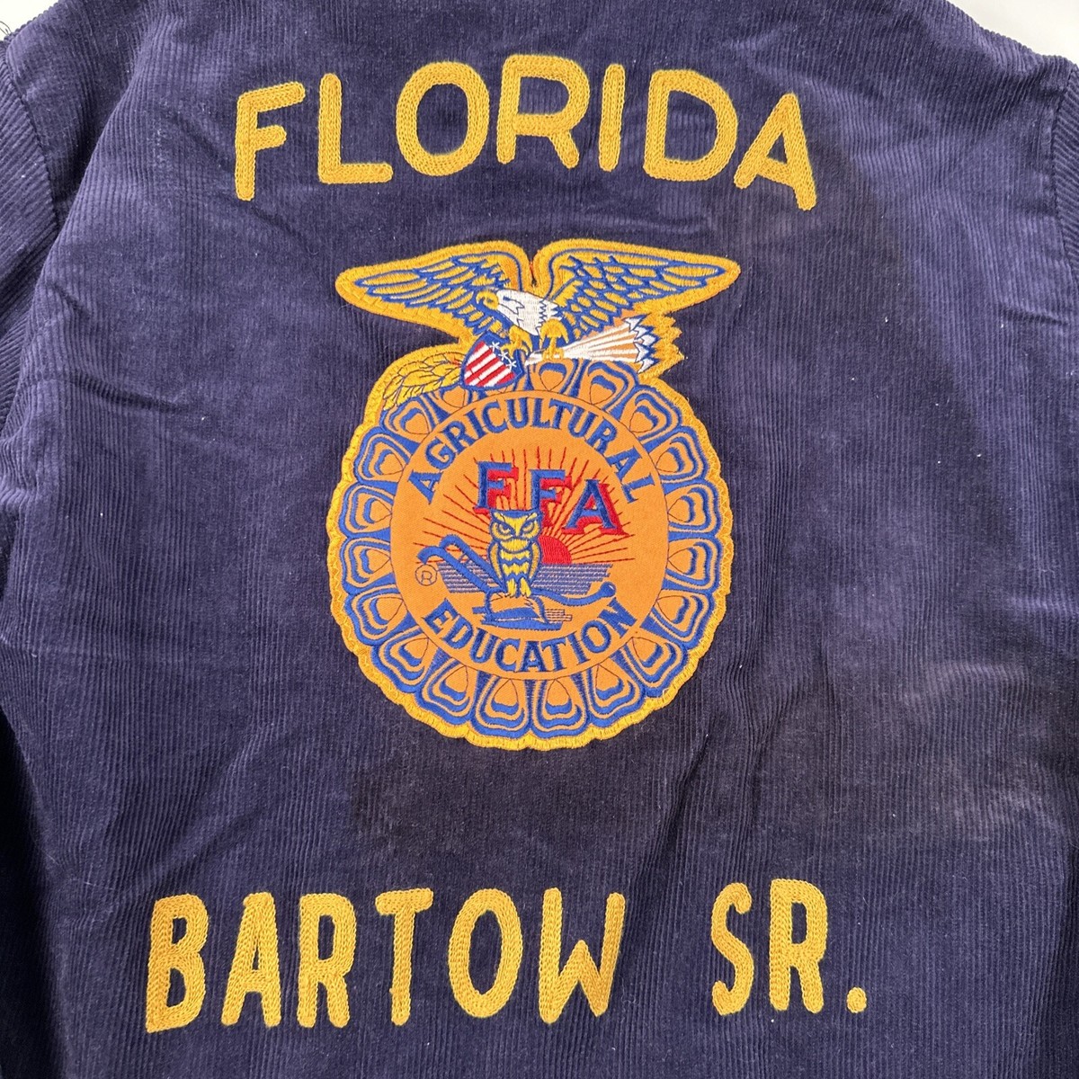 FFA Jacket Florida Bartow Sr. Men's Small Blue Corduroy FFA Jacket Florida Bartow Sr. Men's Small Blue Corduroy